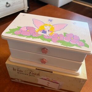 NIB CHILDS WOOD JEWELRY BOX Mirrored Ring Section Drawer